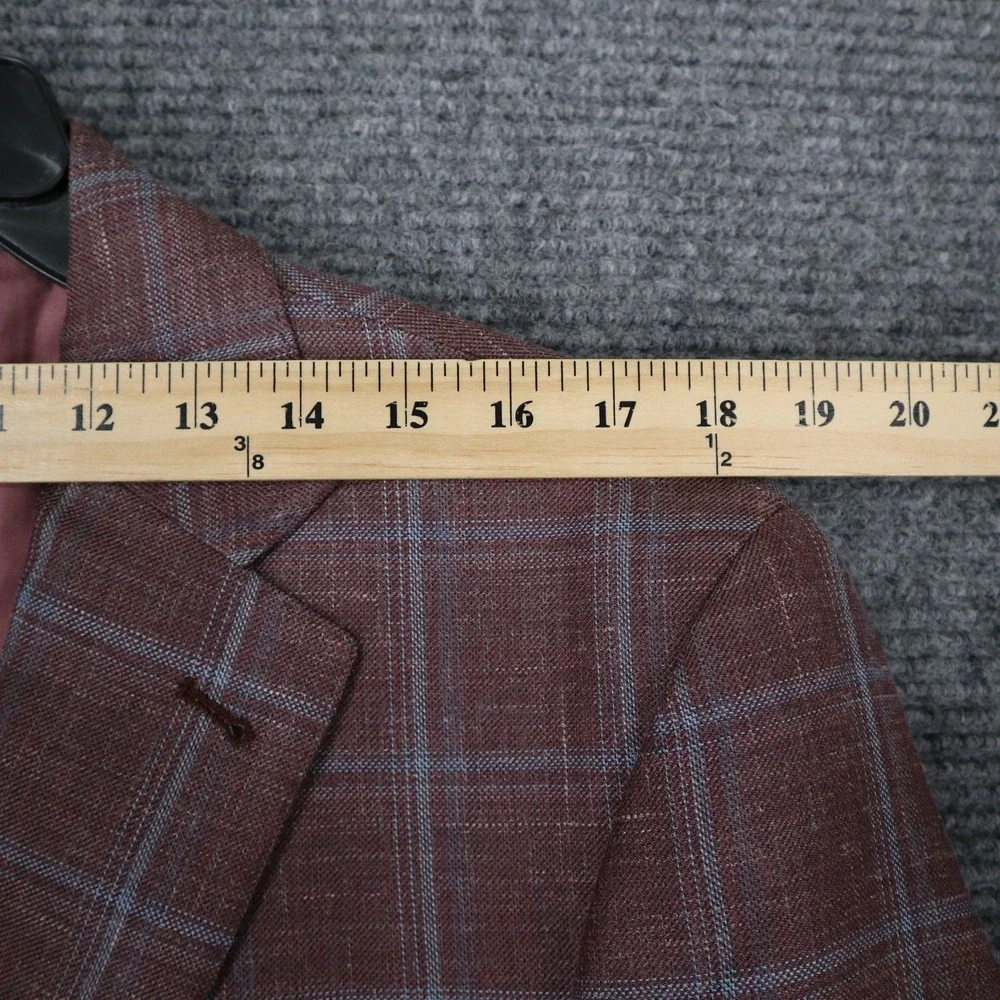 Joseph Abboud San Ildefonso Sport Coat Mens 40R Wool Silk Linen Windowpane Plaid
